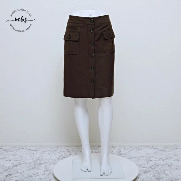 Ann Taylor Wool Blend Pencil Skirt with Pockets - Picture 2 of 7